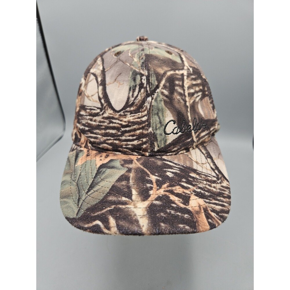 Cabelas Camo Adjustable Strap Back Hat Hunting Cap Adult Unisex SnapBack Fleece